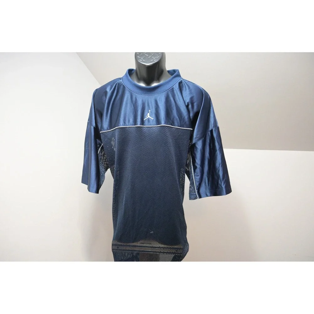 VTG Jordan Jersey Men 3XL Navy Blue Mesh Satin Jumpman Basketball Shirt